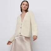 Laid Back V Neck Button Up Long Sleeve Textured Cardigan